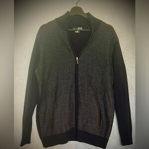 Horst Mens Navy Textured Design Full Zip Cardigan Sz. L